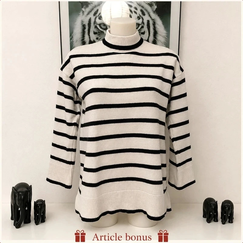 Pull marinière Kiabi blanc & noir – Taille M 🎁